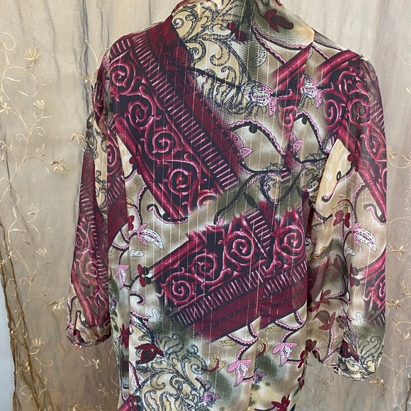 Size 14 L Vintage Chiffon Floral Cardigan - Picture 2 of 12